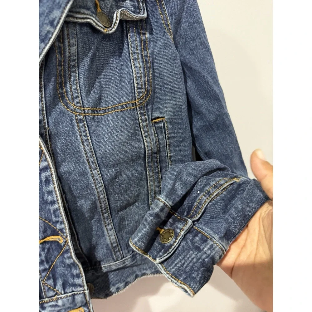 Free People Rumors Denim Jean Jacket Blue WOMEN SZ S